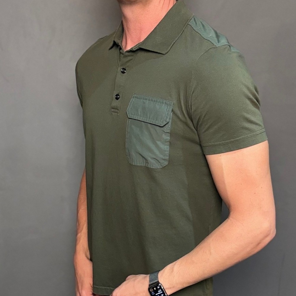Diesel Mens Olive Green Polo Shirt with Flap Pocket and‎ Accent
